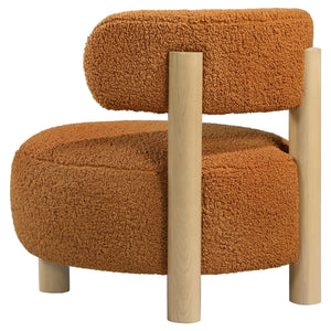 English Elm Calianna Boucle Barrel Accent Chair with Oak Legs for Living Room or Bedroom Orange B062P451996