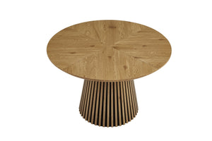 English Elm Round Wood Top Dining Set with Rattan High Back Chairs for Farmhouse Kitchen Nooks Brown,Natural W3590S00019