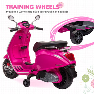 English Elm Qaba Vespa Licensed Retro Ride on Electric Motorbike for Toddlers with Fm Radio Pink W2225P229331