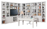 Boca 13 Piece L Shape Entertainment Wall With Desk Cottage White BOC-13PC-ENT-LWALL-DSK Parker House