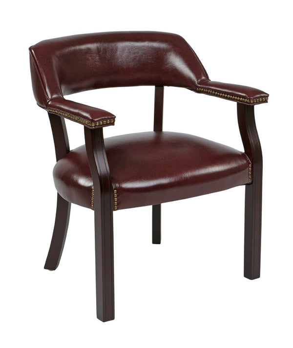 OSP Home Furnishings Traditional Guest Chair with Brass Nailhead Trim and Mahogany Frame for Office Use TV230-JT4