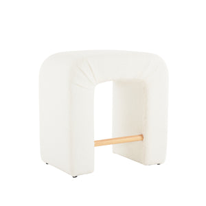 English Elm Christopher Knight Home® - 24'' Boucle stool with inverted U design, cozy loop-pile seating, durable rubberwood footrest, modern set of 2 White N780P187017K