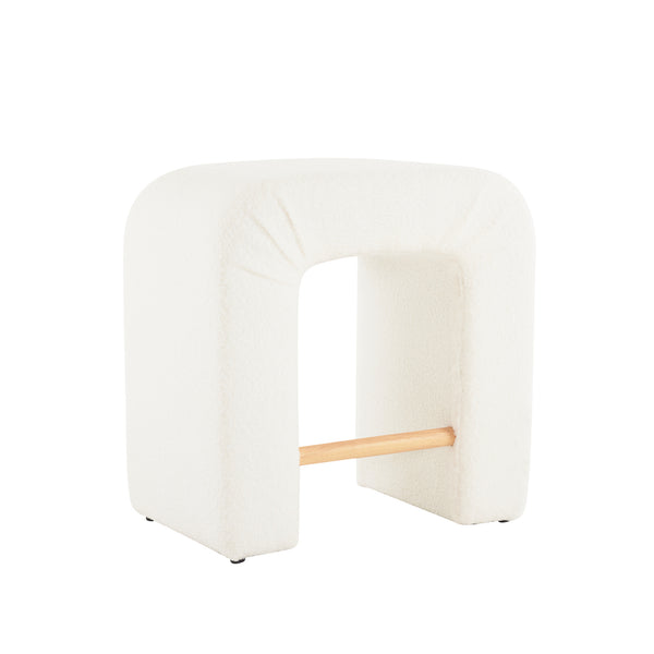 English Elm Christopher Knight Home® - 24'' Boucle stool with inverted U design, cozy loop-pile seating, durable rubberwood footrest, modern set of 2 White N780P187017K