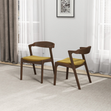 Ashcroft Furniture Velvet Dining Chairs Set of 2 - Dakota, Dark Yellow