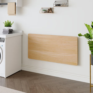 English Elm Laundry Wall-Mounted Folding Table 45x22 Burly Wood – Space-Saving, Durable 100lb Capacity Workbench W3875P389936