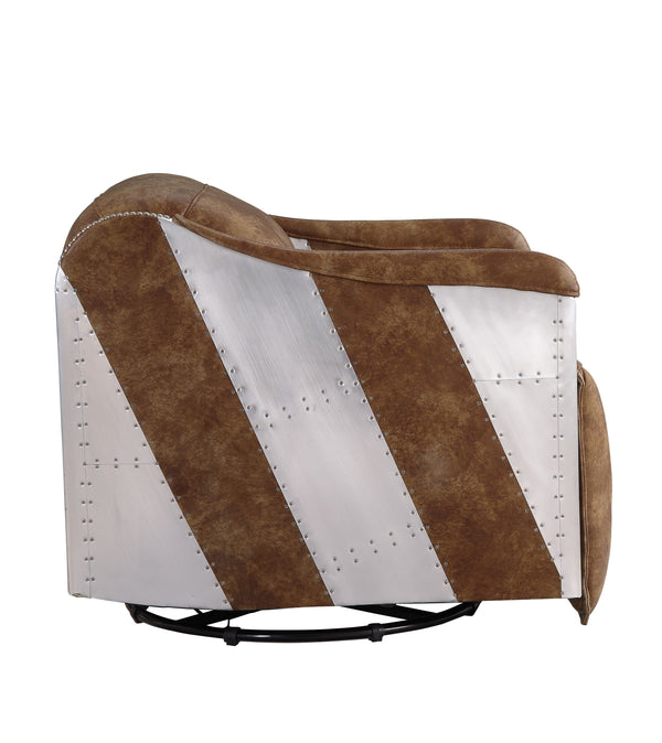 English Elm Qalurne Mocha Two-Tone Top Grain Leather Power Recliner with Aluminum Frame, Swivel & Plush Foam B2726P280177