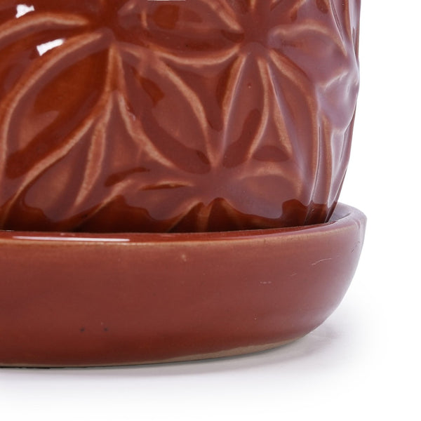 English Elm Set Of 2 Ceramic Flowerpots - 7" Stylish Red Planters For Indoor & Outdoor Plant Displays W3273P322543-GIGA