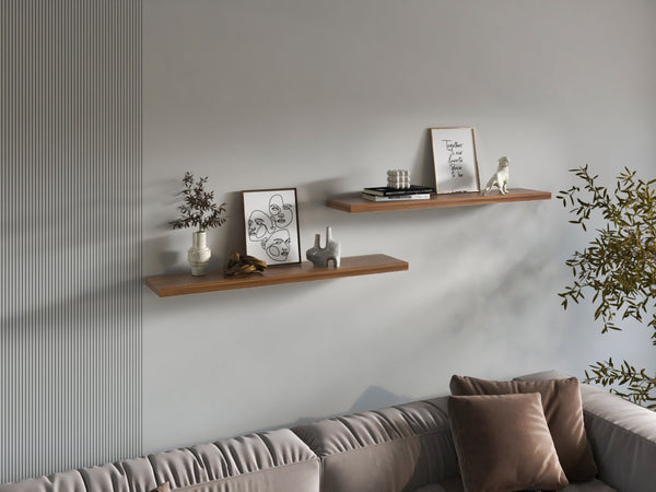 English Elm Shelves - Stylish Walnut Finish Storage Solution With 2 Compact Shelves For Modern Living Rooms B097P395884-GIGA