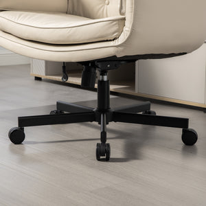 English Elm Criss Cross Wide Seat Pu Leather Swivel Task Chair with Removable Headrest Beige W3118P404121