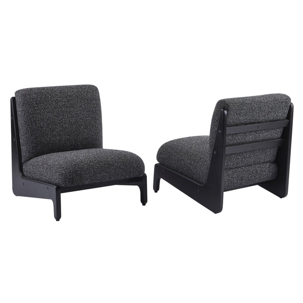 English Elm Scott Living Moda Set of 2 Accent Chairs White Cushion Matte Black Wood Frame Black N767P356660S