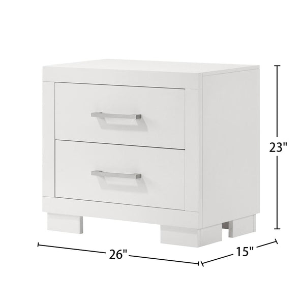 English Elm 2 Drawer MDF Nightstand with Felt-Lined Interiors, Silver Bar Pulls, Rich Wood Finish for Bedrooms Cream White B016P254531