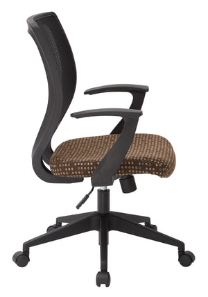 OSP Home Furnishings Screen Back Mesh Task Chair with Lumbar Support and T Arms for Home Office Use Cocoa EM51022N-K104