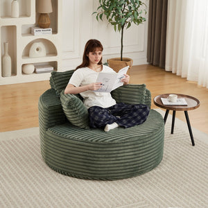 English Elm 50"l Corduroy Oversized Sleeper Chair with Neck Pillow Support for Lounge or Bedroom Green W834P405866