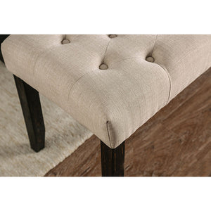 English Elm Set of 2 Button-Tufted Fabric Dining Chairs Antique Black & Ivory — Padded Rustic Elegance, Comfortable Seating B016P222719