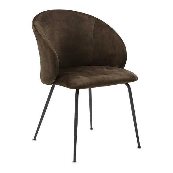 English Elm Brown Velvet Upholstered Dining Side Chair Set with Sleek Powder Coated Metal Legs Brown B011P243655