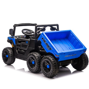 English Elm 24v 400w Six Wheel Kids Electric Dump Truck 4wd Remote Control Ride on Toy Blue W1578P353179