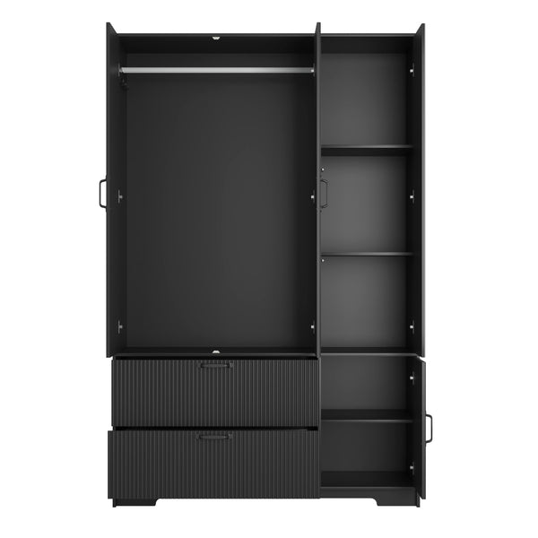 English Elm 8 Drawer Tall Chest Slim Particleboard Build Smooth Gliding Storage for Bedroom Closet Black W409S00010