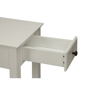 English Elm Wooden Transitional Rectangular Side Table with Slim Footprint, Open Shelf and Single Smooth Drawer White B016P310244