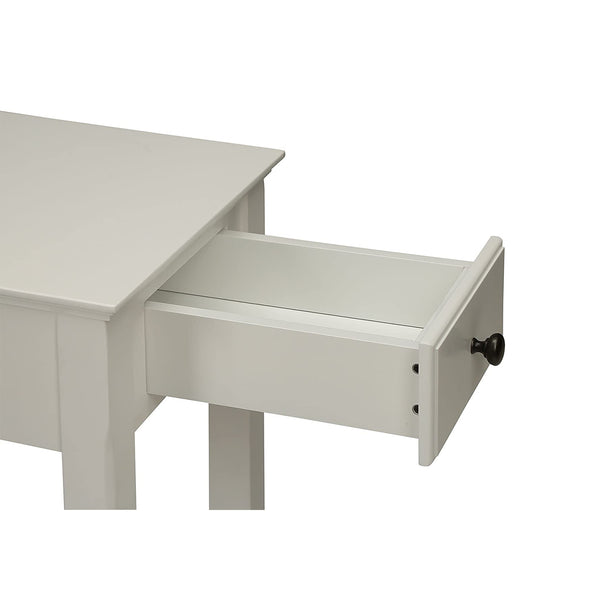 English Elm Wooden Transitional Rectangular Side Table with Slim Footprint, Open Shelf and Single Smooth Drawer White B016P310244