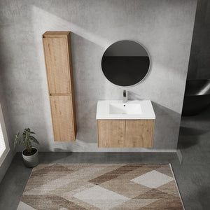 English Elm 30" Wall-Mounted Bathroom Vanity With Sink & Side Cabinets - Stylish, Space-Saving Design & Storage W999S00222