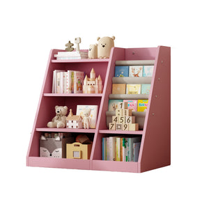 English Elm Pink Montessori Wooden Toy Storage Cabinet with 4-Tier Sling Book Pockets Sturdy Kids Bookshelf W2876P233538