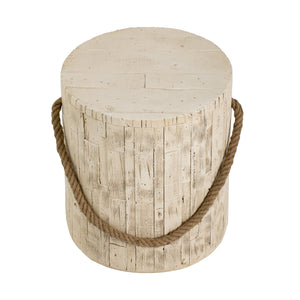 English Elm Outdoor Mgo Cylindrical Side Table Whitewashed Rustic Coastal Farmhouse Accent N765P382583W