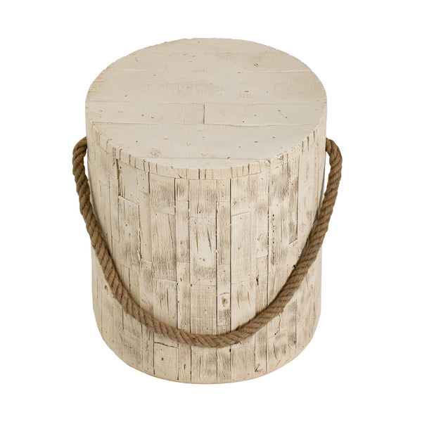 English Elm Outdoor Mgo Cylindrical Side Table Whitewashed Rustic Coastal Farmhouse Accent N765P382583W
