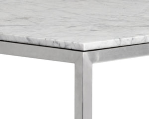 Sunpan Abel Counter Table - Contemporary Design with Stunning White Marble Top for Modern Interiors Stainless Steel