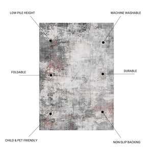 English Elm TOUCAN Washable 5'x7' Ivory Multi Area Rug — Low Pile, Non-Slip, Pet & Kid Friendly, Durable Decor B186P261397