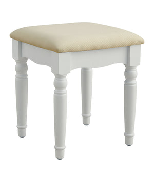 English Elm Transitional Glam Mirrored Vanity with Padded Stool, Spacious Drawers, Central Mirror for Prep and Storage White 51 L x 21 W x 30 H B2741P400803