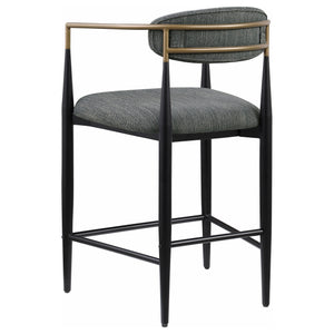 English Elm Renfroe Mid-Century Upholstered Counter Stool Set of 2 with Padded Seat, Open Back & Footrest DARK GREY B062P299973