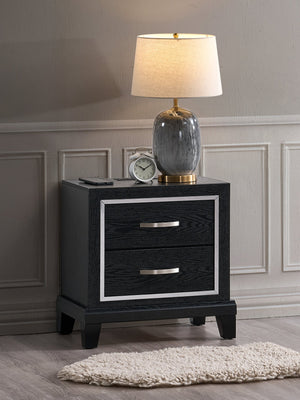 English Elm Livingston Black 2-Drawer Nightstand with AC, USB & USB-C Charging, Dovetail Drawers, Modern Finish B078P366202