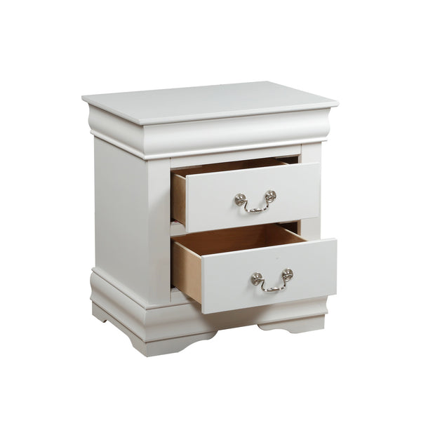 English Elm Solid Pine Nightstand with 2 Drawers and Brushed Nickel Hardware — Spacious Contemporary Storage Solution White B016P253276