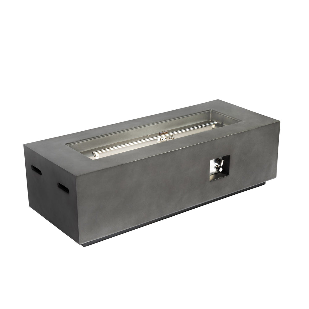English Elm Outdoor Rectangle Propane Fire Pit Table 60" Modern Dark Gray 60,000 BTU Magnesium Oxide With Cover W3016P233627