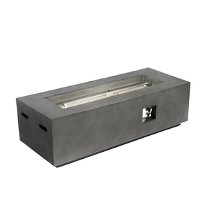 English Elm Outdoor Rectangle Propane Fire Pit Table 60" Modern Dark Gray 60,000 BTU Magnesium Oxide With Cover W3016P233627