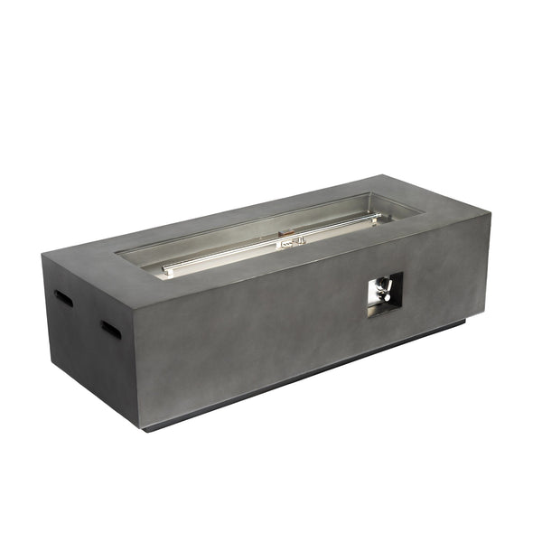 English Elm Outdoor Rectangle Propane Fire Pit Table 60" Modern Dark Gray 60,000 BTU Magnesium Oxide With Cover W3016P233627