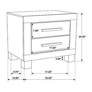 English Elm 2 Chic Two-Drawer Nightstand with Sparkling Acrylic Panels and Faceted Crystal Hardware for Glam Bedrooms Rustic Brown B016P255623