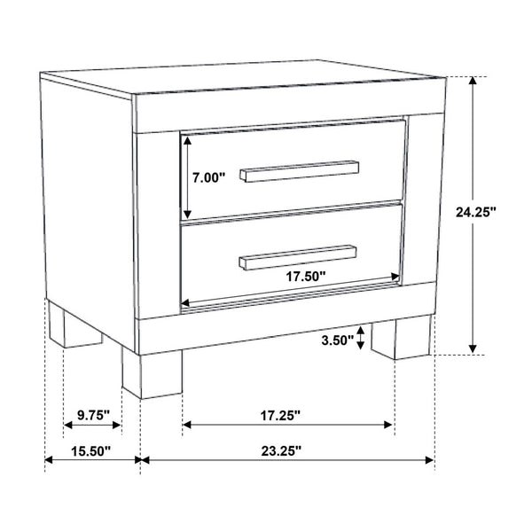 English Elm 2 Chic Two-Drawer Nightstand with Sparkling Acrylic Panels and Faceted Crystal Hardware for Glam Bedrooms Rustic Brown B016P255623