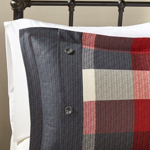 English Elm 7 Ridge Herringbone Comforter Set Queen with Buffalo Plaid Print, Cozy Lodge Texture, Embroidered Decorative Pillows Red 23.62 L x 18.9 W x 16.54 H B03597007