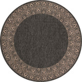 Unique Loom Outdoor Border Floral Border Machine Made Floral Rug Charcoal Gray, Beige/Gray 10' 8" x 10' 8"