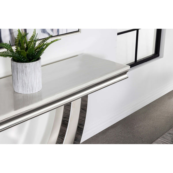 English Elm Durante U-Shaped Chrome Base Sofa Table With Faux Marble Top - Modern Entryway And Living Room Accent B062S00725