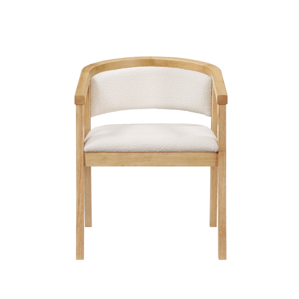 English Elm Christopher Knight Home® - U-shaped Mid-Century Dining Chair with Armrests, Bouclé Upholstery, High-Density Foam Comfort Beige,Oak N771P331338A