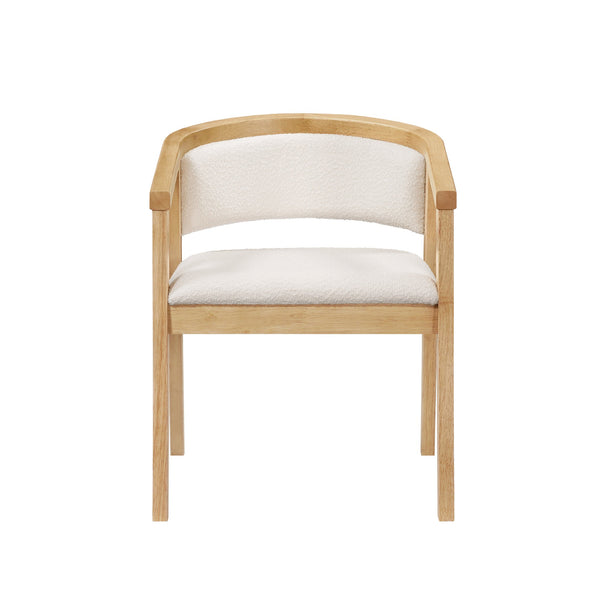 English Elm Christopher Knight Home® - U-shaped Mid-Century Dining Chair with Armrests, Bouclé Upholstery, High-Density Foam Comfort Beige,Oak N771P331338A