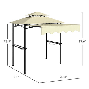 English Elm Ventilated Grill Gazebo with Dual Vented Canopy Side Awning Shelves and Steel Frame T3971P427040