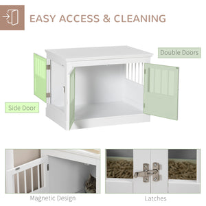 English Elm Pawhut Wooden Dog Crate End Table with Triple Doors for Small Breeds Indoor Use W2225P229092