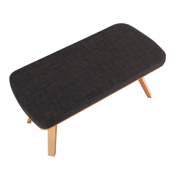 English Elm Folia Upholstered Mid-century Bench with Tapered Wood Legs for Bedroom or Entryway B202S01149