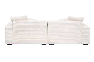 English Elm 104.72-inch 4-seat sofa with four washable throw pillows, corduroy comfort fabric, solid wood frame, 500lb capacity and modern living room style Beige W1658S00147