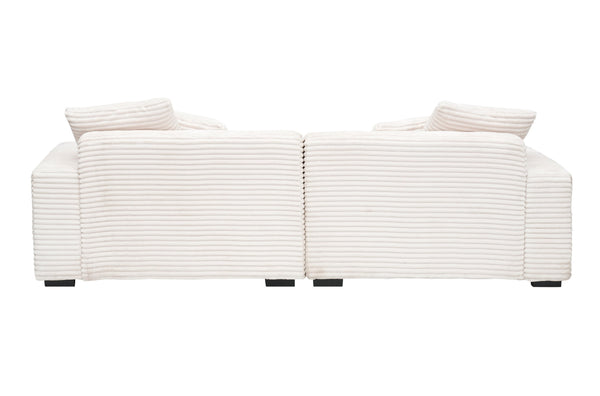 English Elm 104.72-inch 4-seat sofa with four washable throw pillows, corduroy comfort fabric, solid wood frame, 500lb capacity and modern living room style Beige W1658S00147