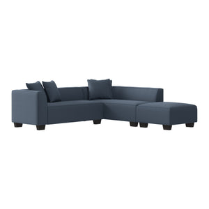 English Elm Marston Corduroy L-shape Sectional Sofa Deep Seating Six Seat Modern Living Room Navy Blue B127S00003