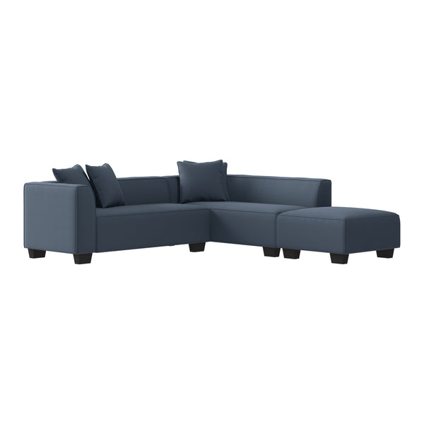 English Elm Marston Corduroy L-shape Sectional Sofa Deep Seating Six Seat Modern Living Room Navy Blue B127S00003